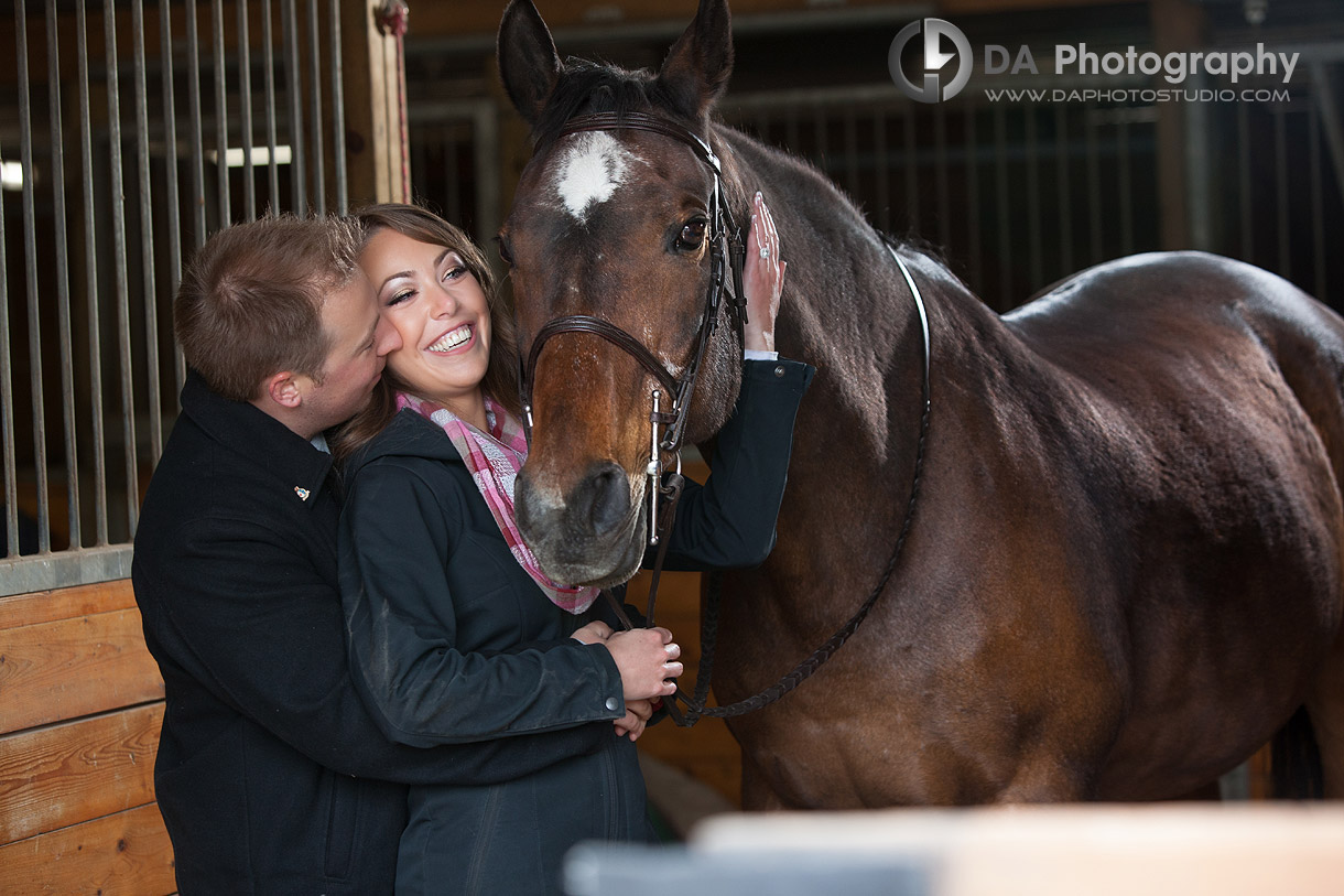 Dot Joins The Fun - Romantic engagement photos by DA Photography at Parish Ridge Stables in Burlington , www.daphotostudio.com