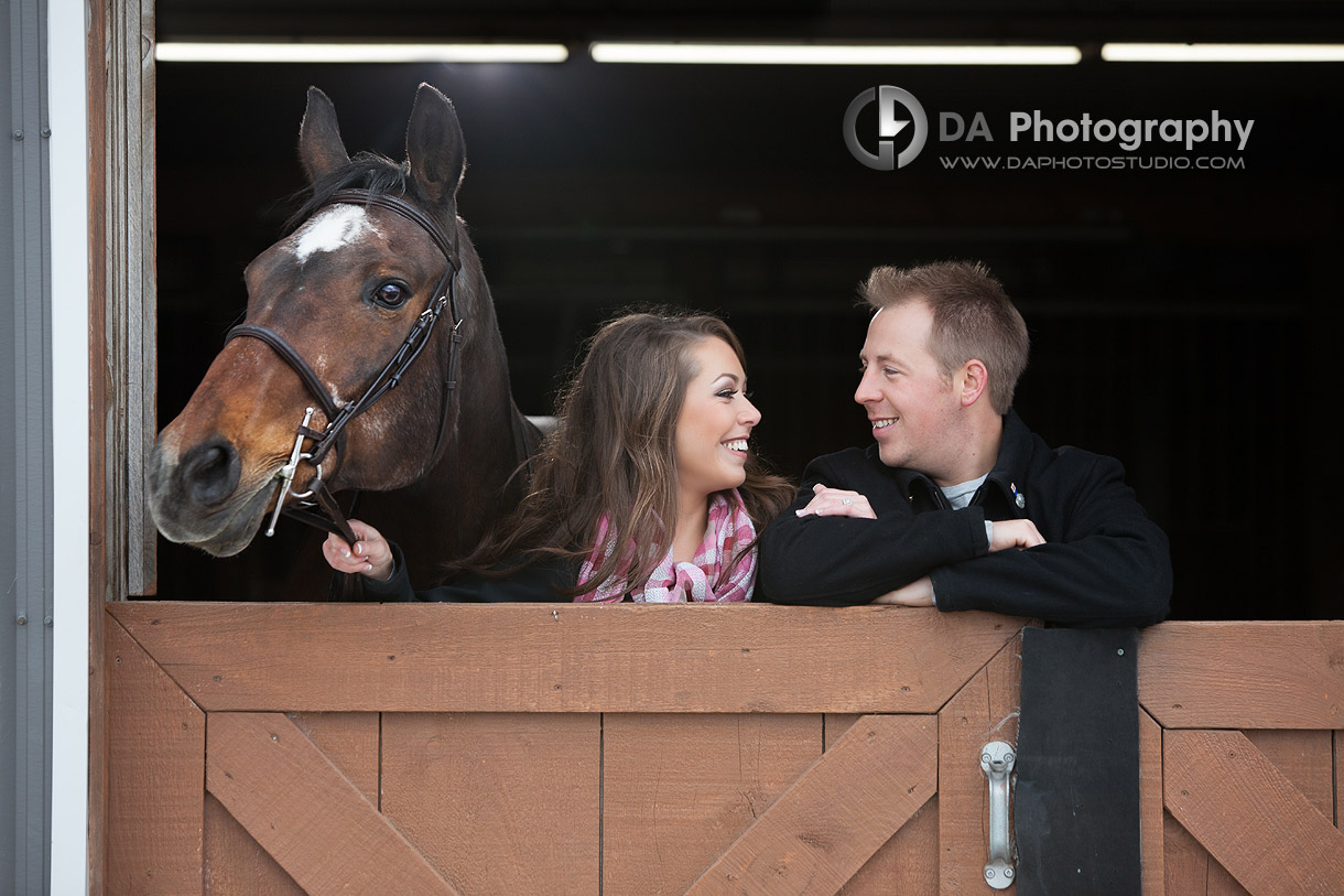 Leanne with Her Two Loves - Romantic engagement photos by DA Photography at Parish Ridge Stables in Burlington , www.daphotostudio.com