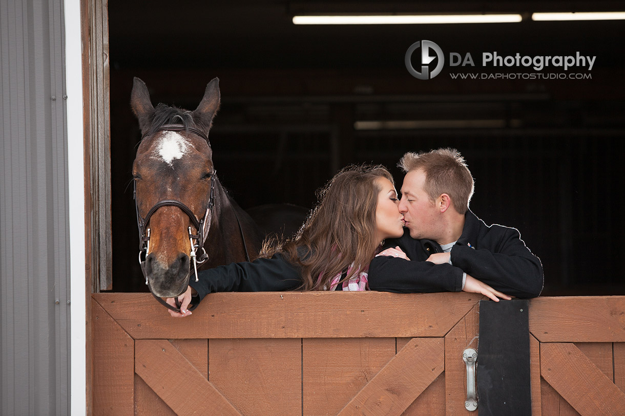 A Kiss And A Friend - Romantic engagement photos by DA Photography at Parish Ridge Stables in Burlington , www.daphotostudio.com