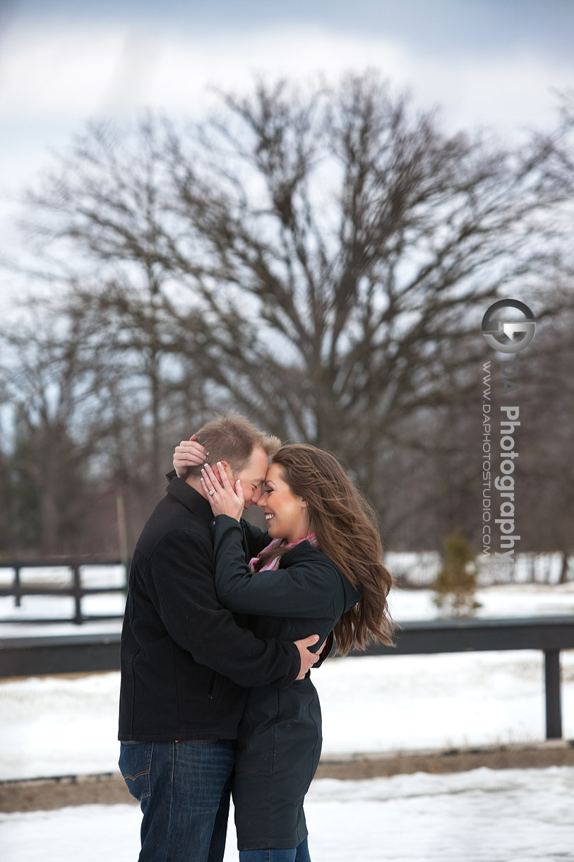 Winter Engagement Photos - Romantic engagement photos by DA Photography at Parish Ridge Stables in Burlington , www.daphotostudio.com