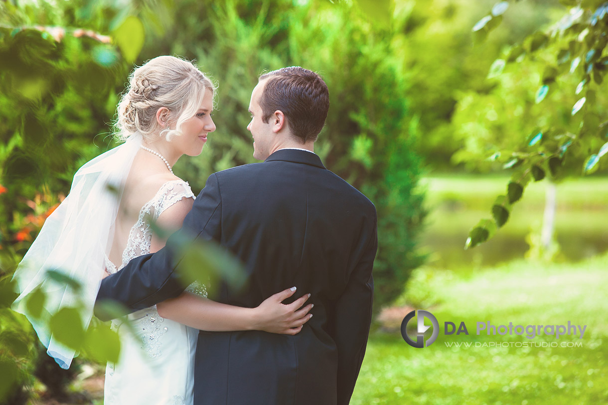 The first Look on a wedding day at Whistling Gardens, Wilsonville