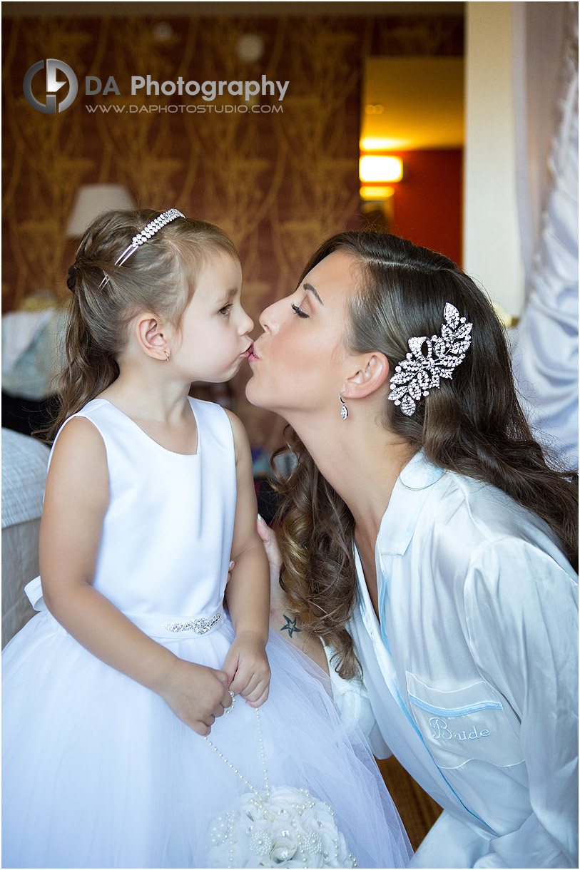 Bride and her daughter on Wedding day at Paradise Banquet Hall
