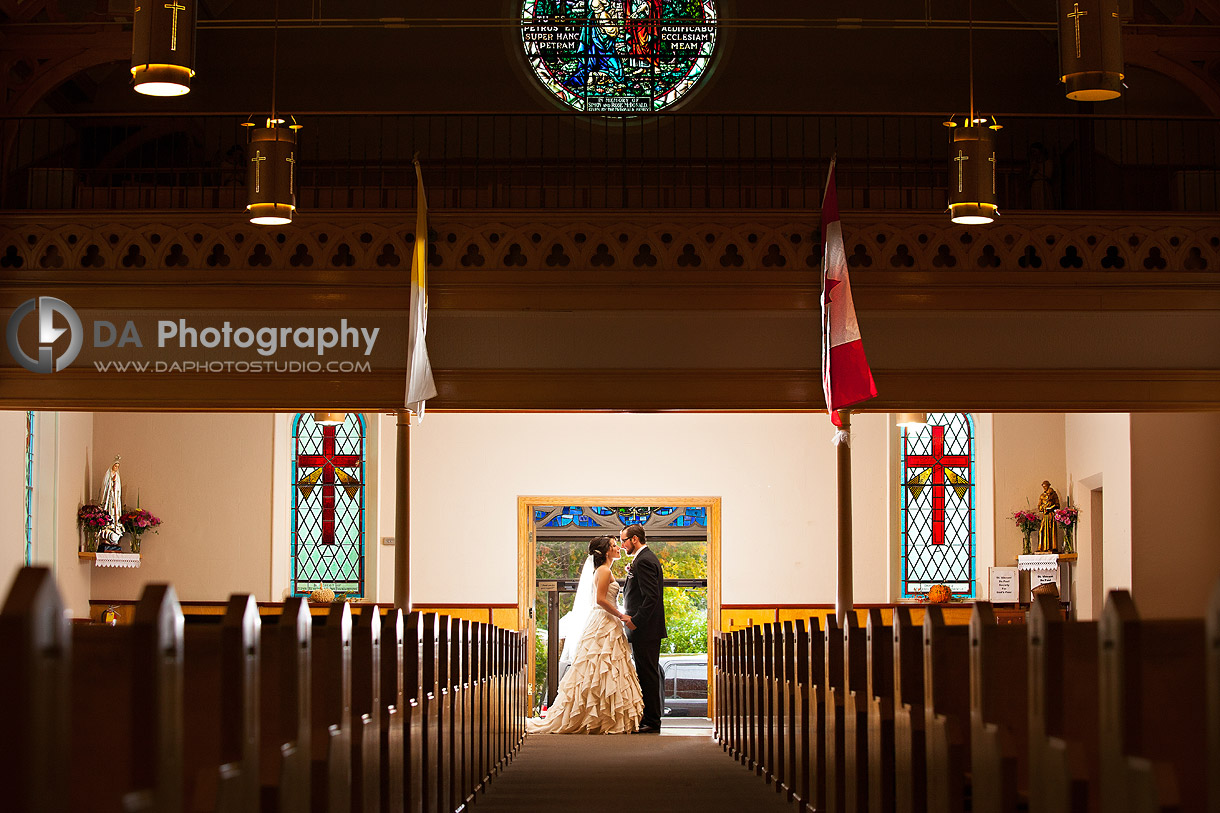 Bride and Groom's Portrait at Church Wedding in Port Dover