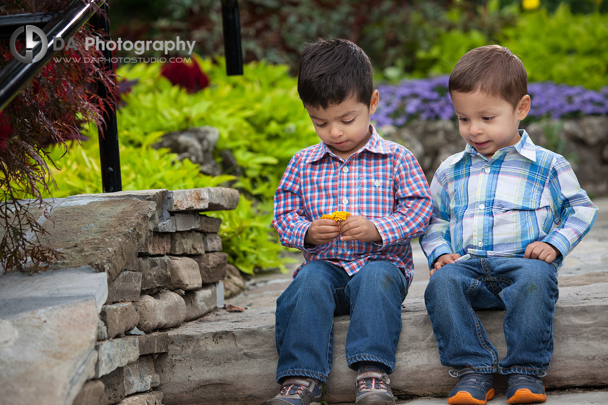 Twins Portrait at Gairloch Gardens in Oakville