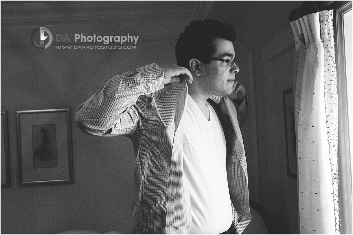 Groom Getting Ready Photos at Ancaster Mill