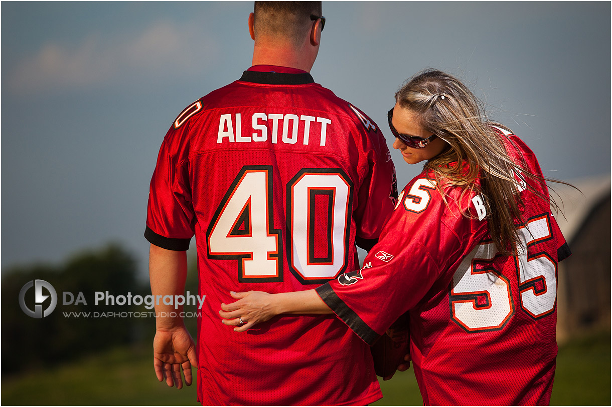 Football Themed Engagement Photo
