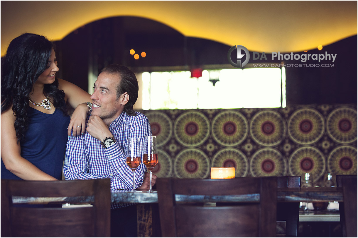 Engagement Photo at Kitchen 76 Restaurant at Two Sisters