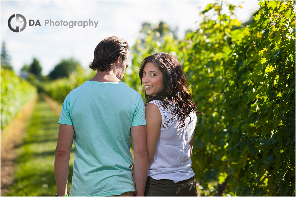 Outdoor winery engagement in Niagara on the Lake