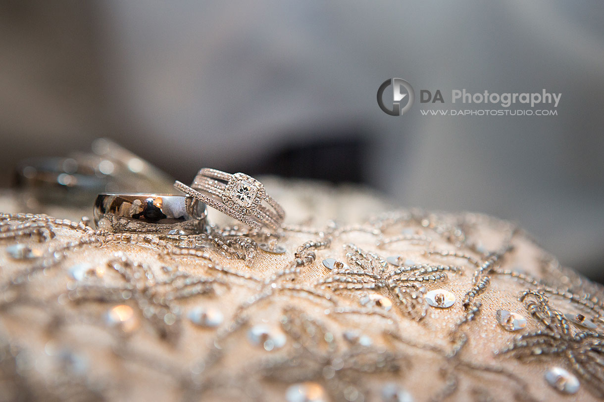 Wedding rings at Lasalle Park Banquet Center in Burlington