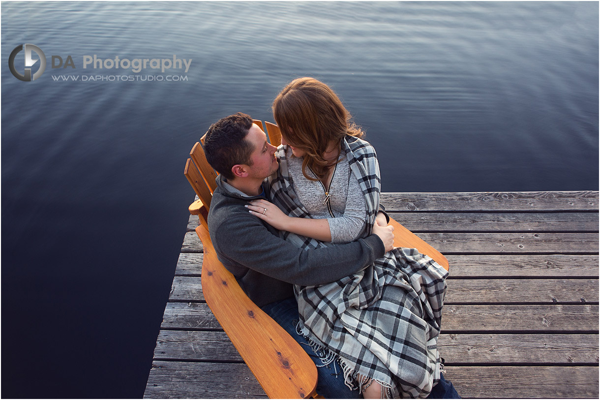 Fall Engagement Photos by the lake in Gravenhurst