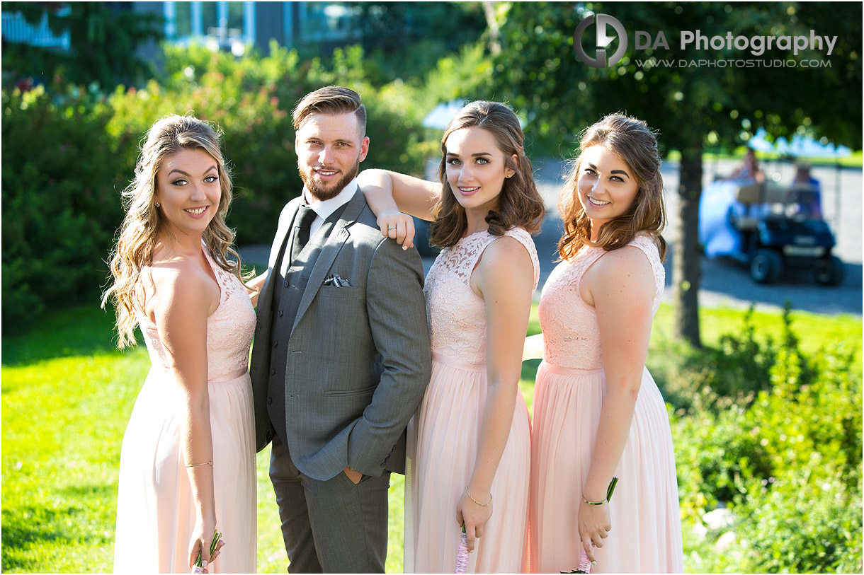 Groom with Bridesmaids at Pipers Heath