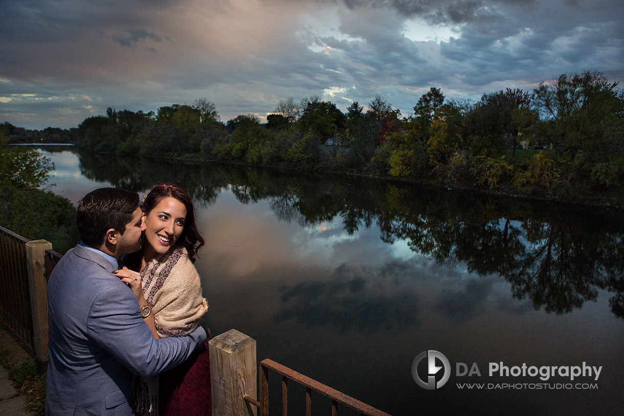 Engagement Photo by Grand River in Cambridge