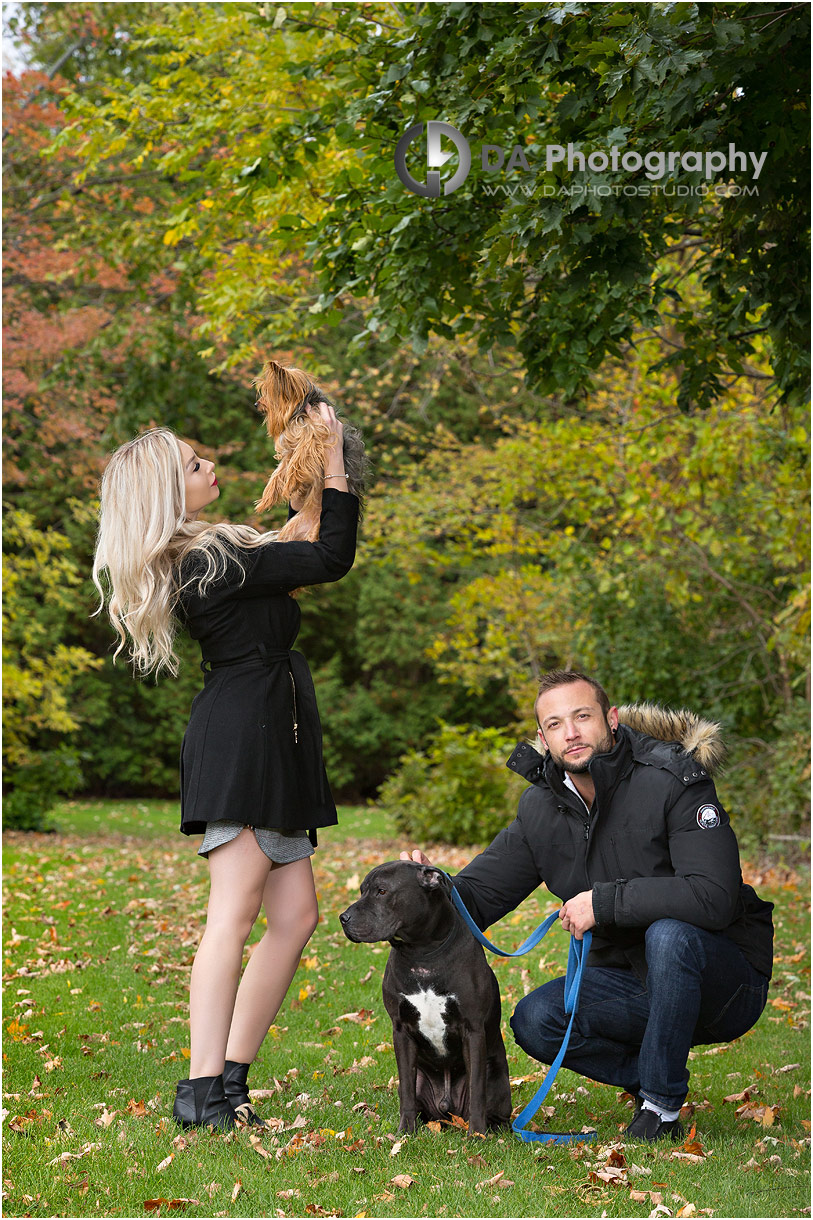 Engagement photos with dogs in Burlington