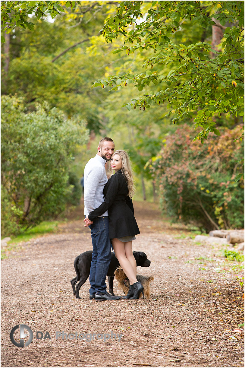 Engagement photos with dogs at Lakefront Park