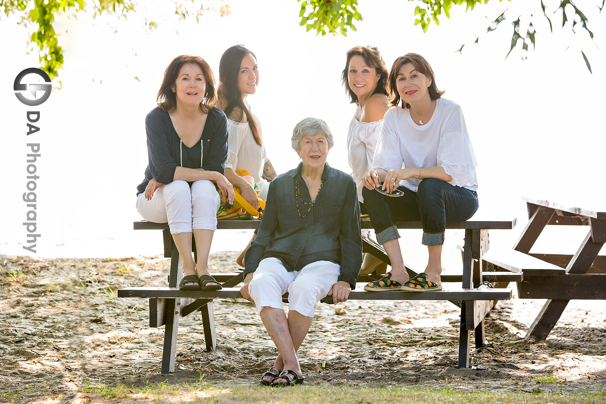 Family reunion photos at the beach