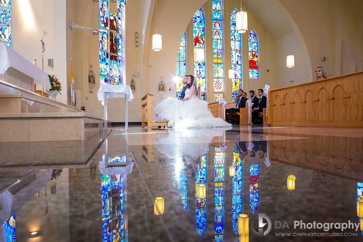 Creative angle photo on a church wedding