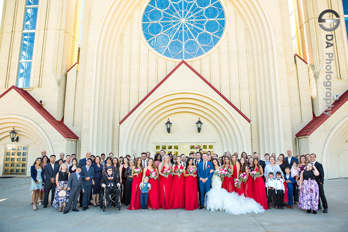 Group Photo of a wedding guests in front of Croatian Church in Norval