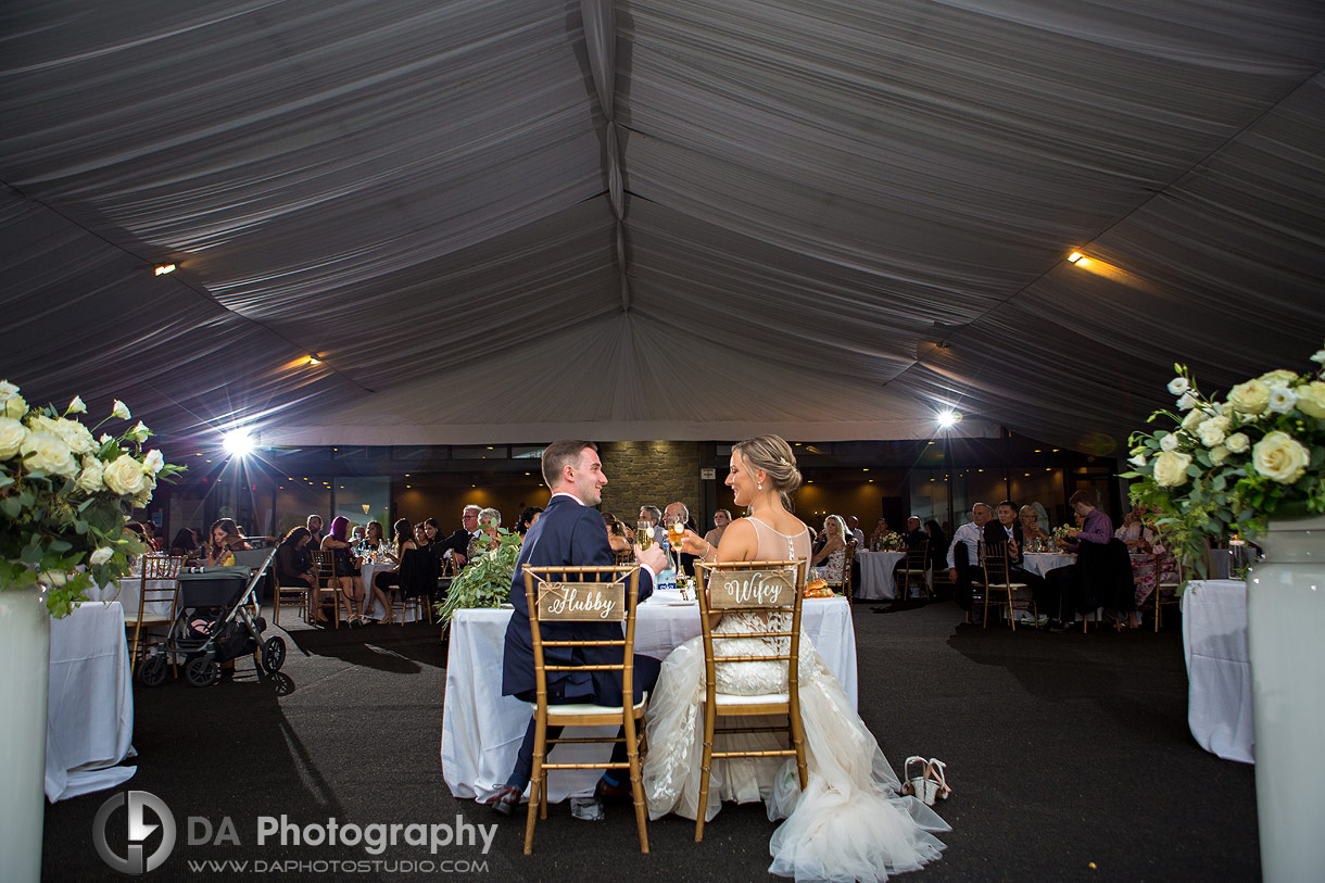 Bride and Groom at the tent wedding