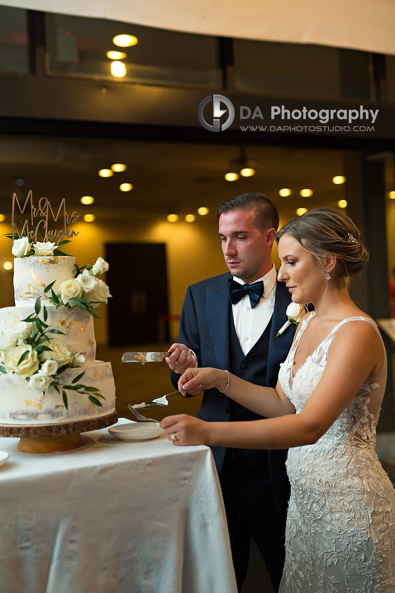 Cutting cake at a Wedding Receptions at The Manor