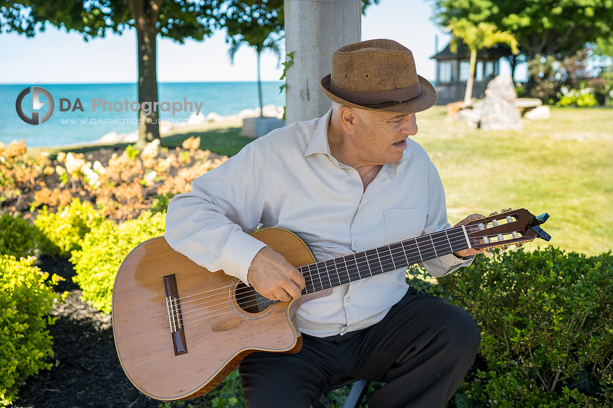 Guitar musician on a wedding with fireworks