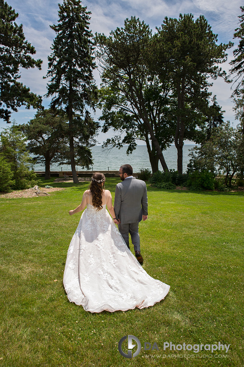 Bride and Groom at Gairloch Gardens in Oakville