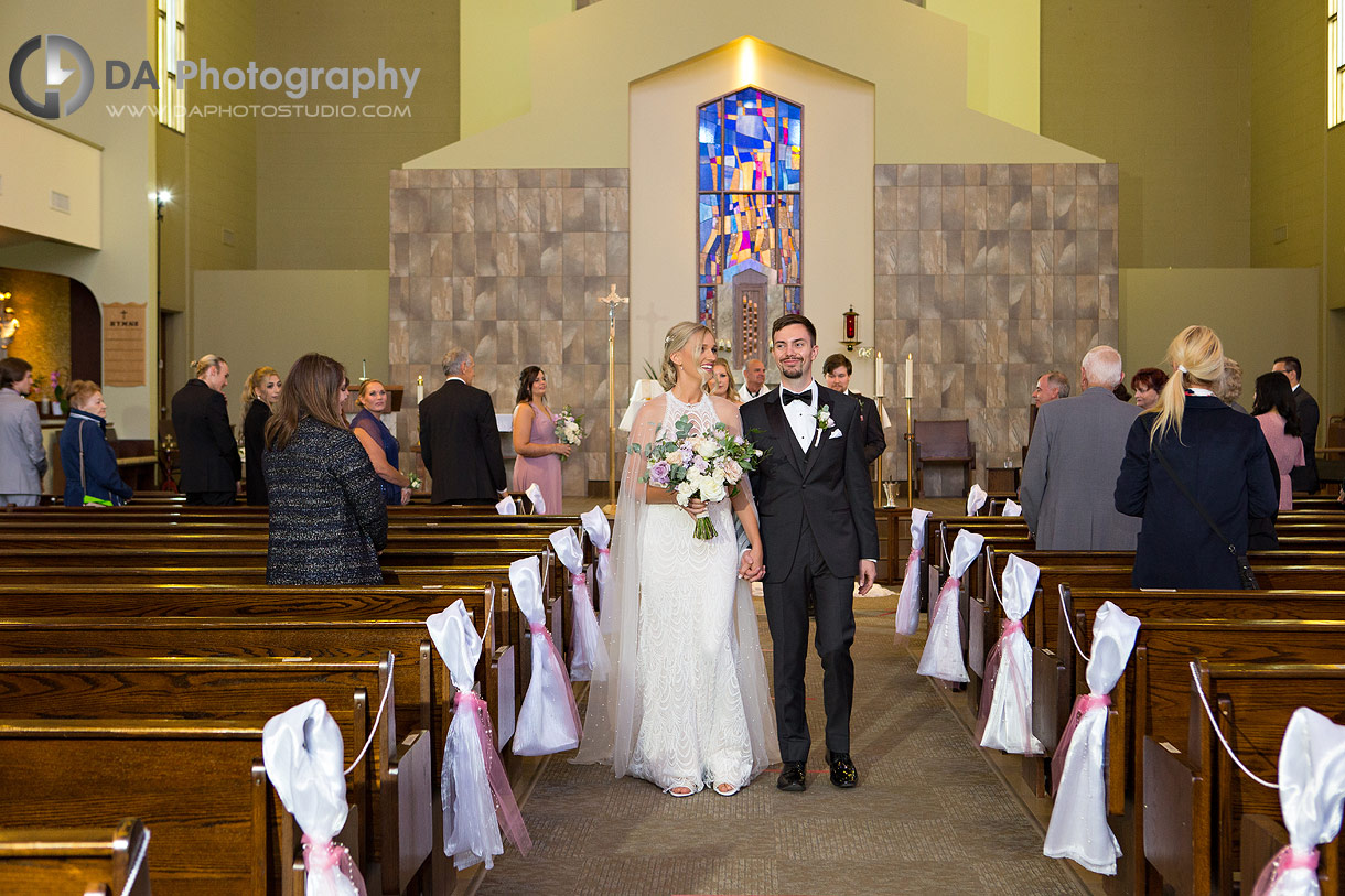 Photos of a bride and groom after wedding ceremony