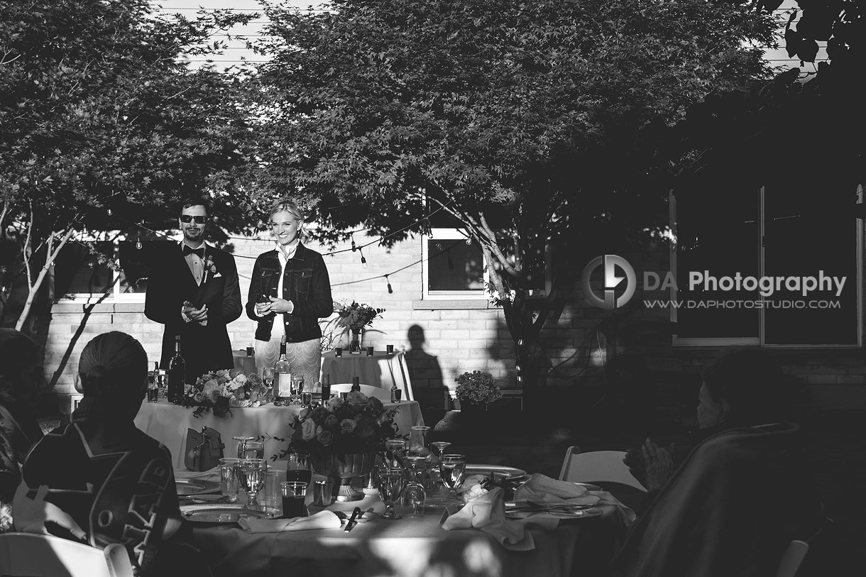 Bride and Groom on a Backyard Wedding Reception