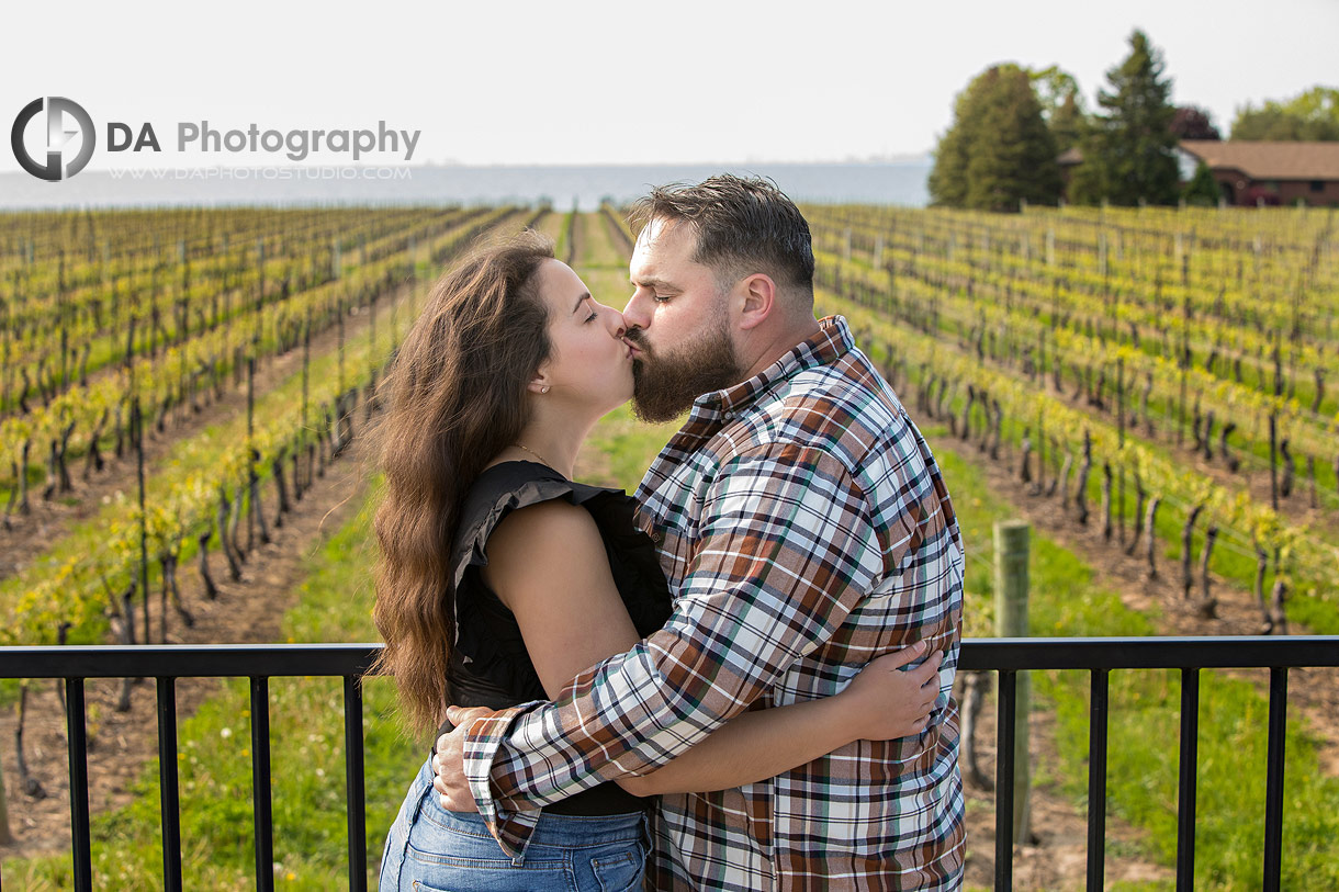 Intimate photo at vineyard in Niagara on the Lake overseeing lake Ontario