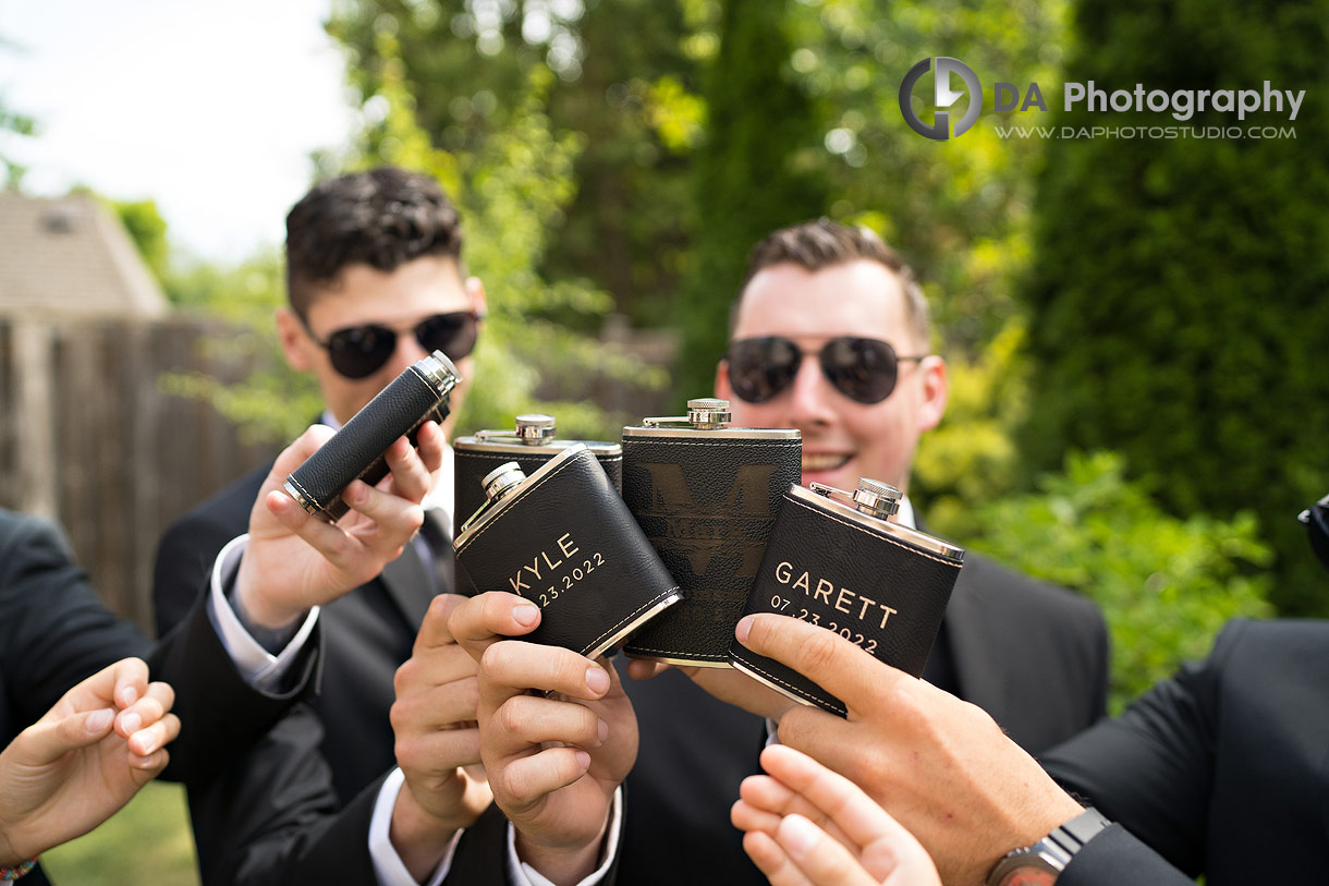 Photo of a personalized Flask on a wedding day