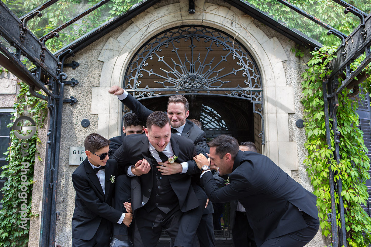 Fun photo of Groomsman at Glendon Campus Wedding