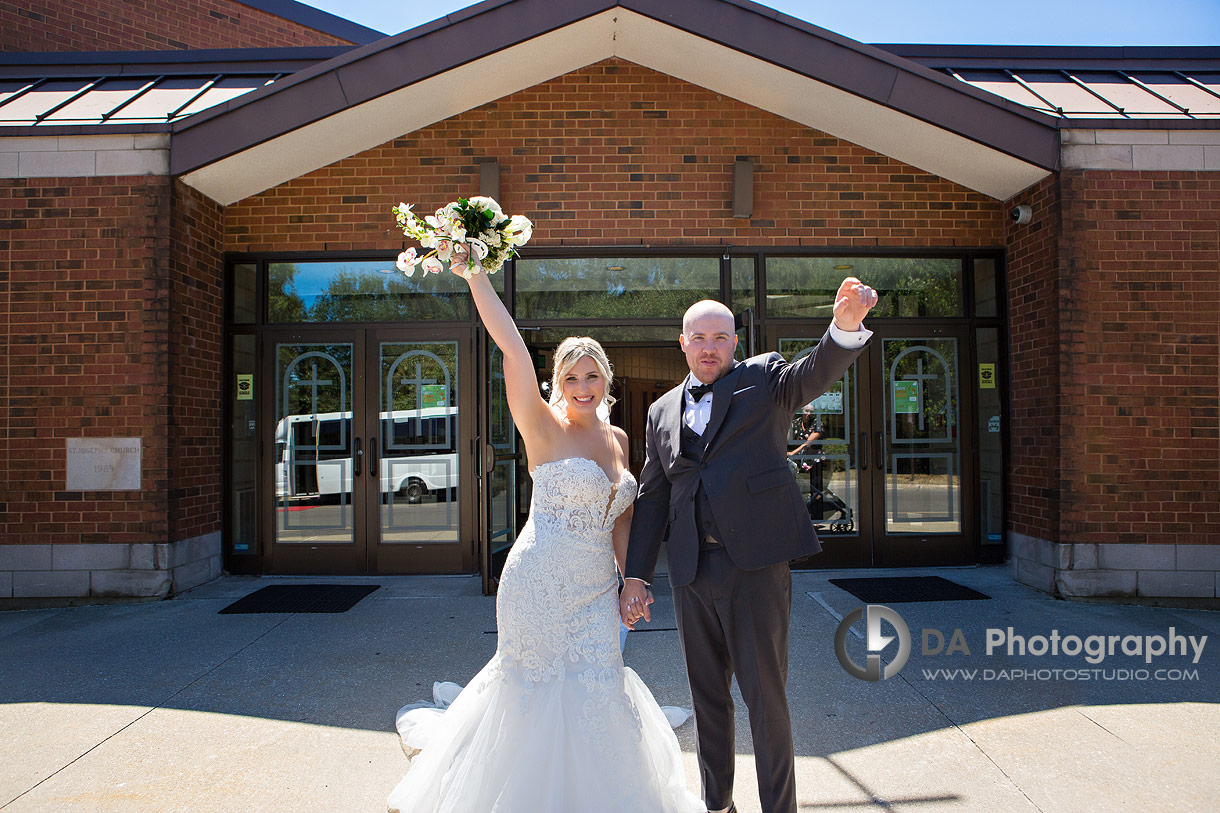 Bride and groom after a Wedding Ceremony at St. Joseph's Parish Church