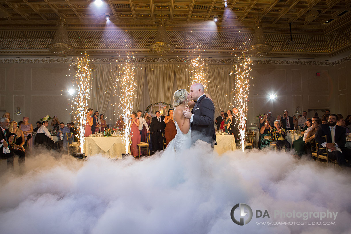 Bride and Groom dancing in a Wedding Reception at Chateau Le Jardin