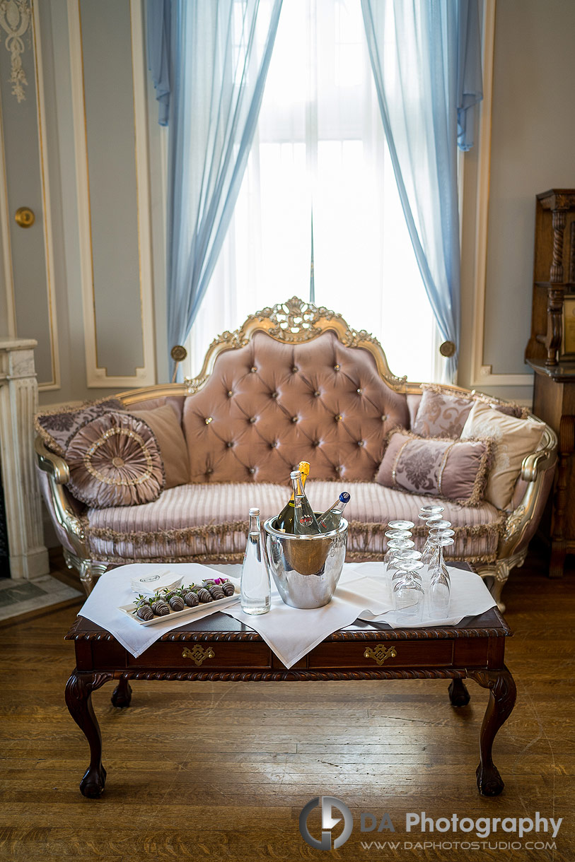 Strawberry and champagne on a wedding day