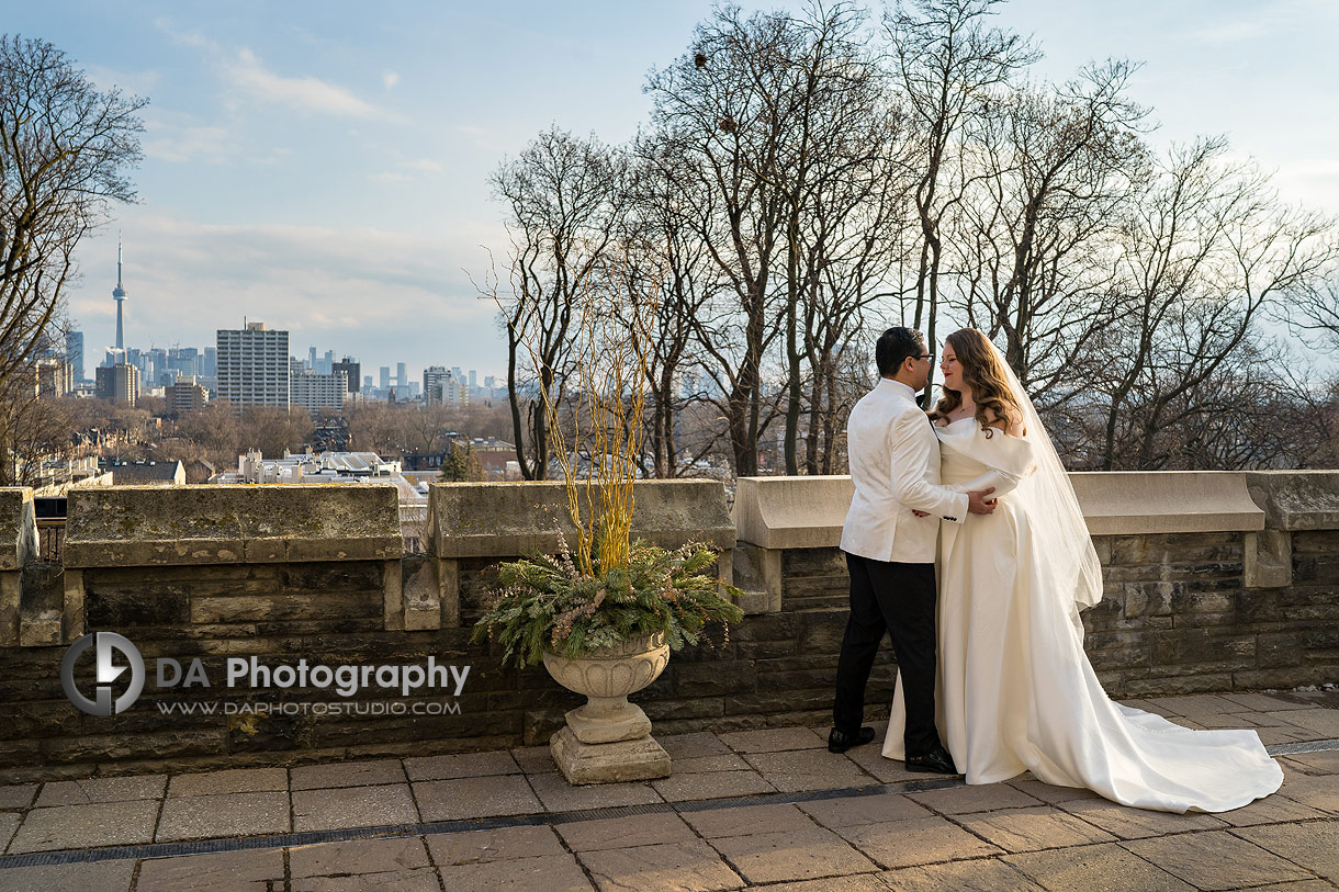 Bride and Groom on the Terrace at Casa Loma