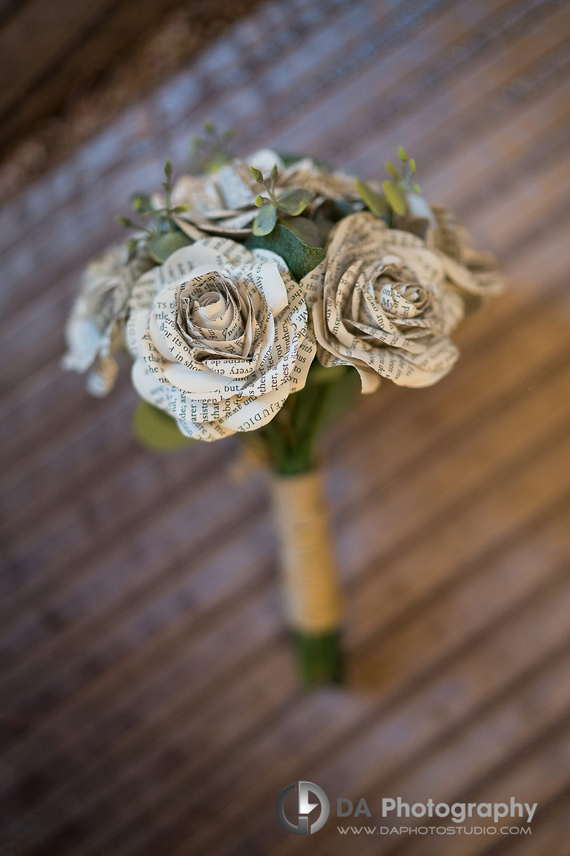 Wedding bouquet made from paper book pages