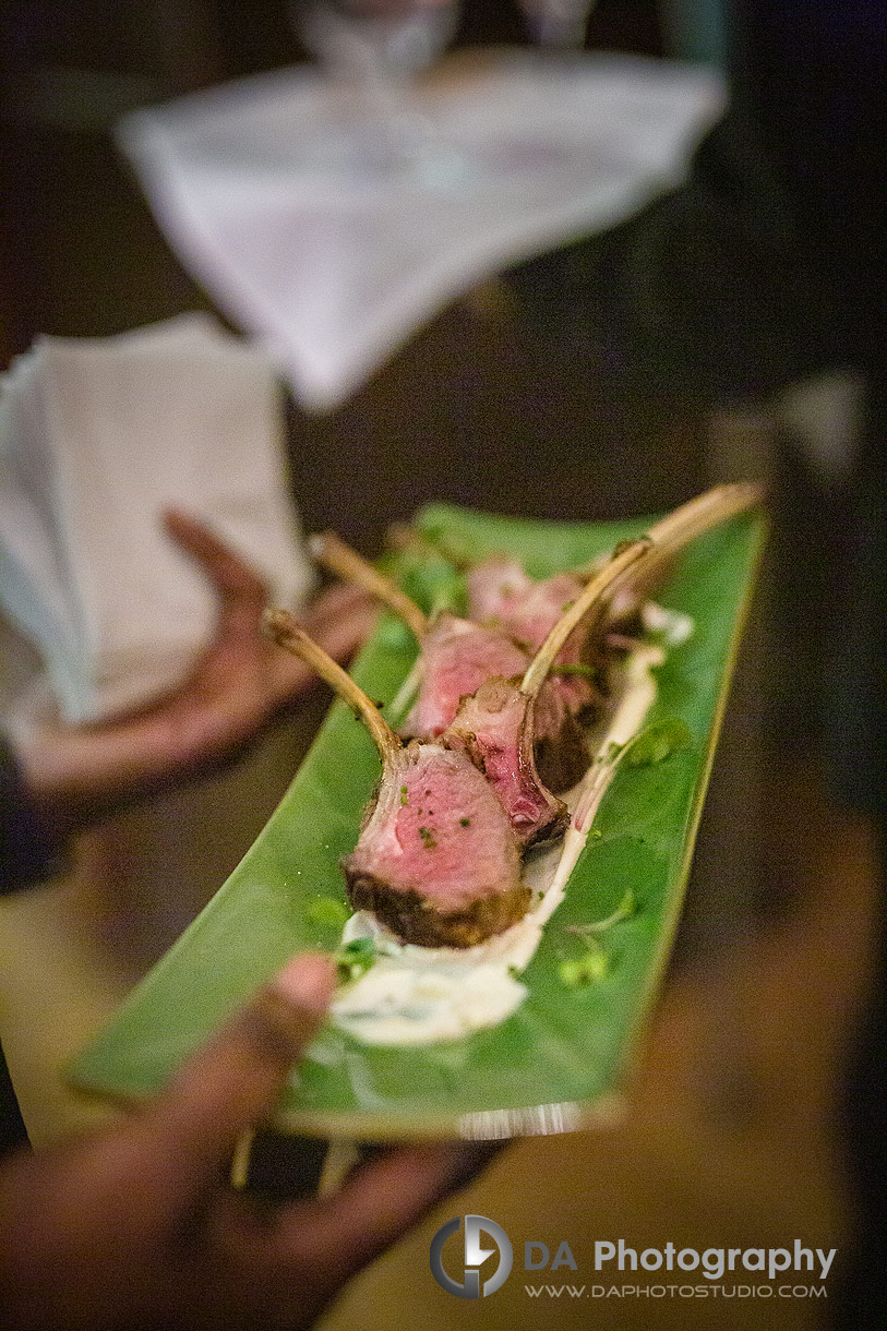 Lamb chops as a finger food on a cocktail party