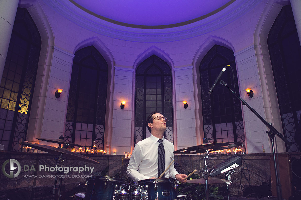 Drummer playing on a wedding day