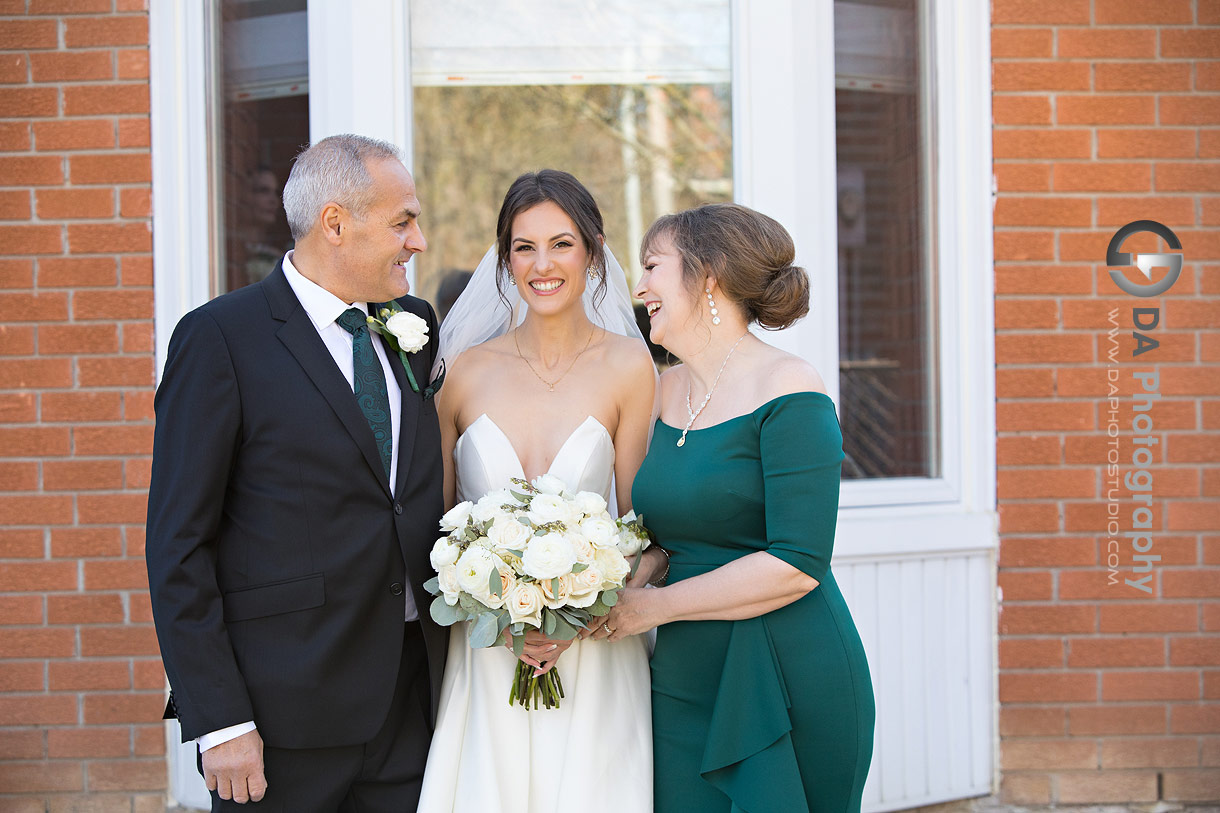 Bride with her parents on a wedding day