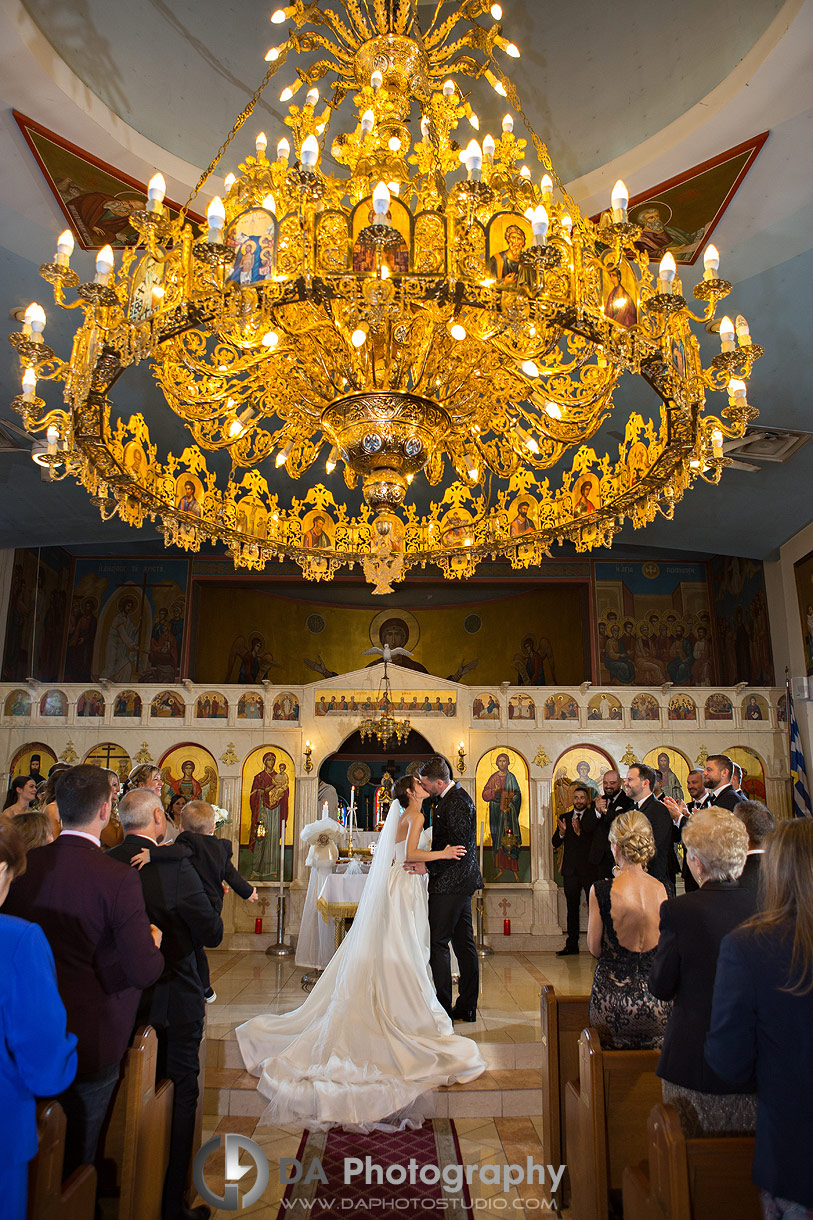 First Kiss at Sts. Constantine and Helen Greek Orthodox Church Wedding