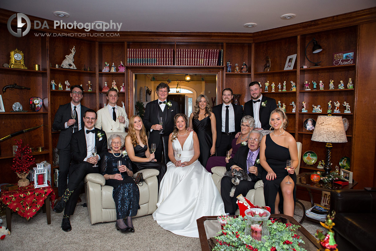 Family Portrait on a wedding day in Cambridge