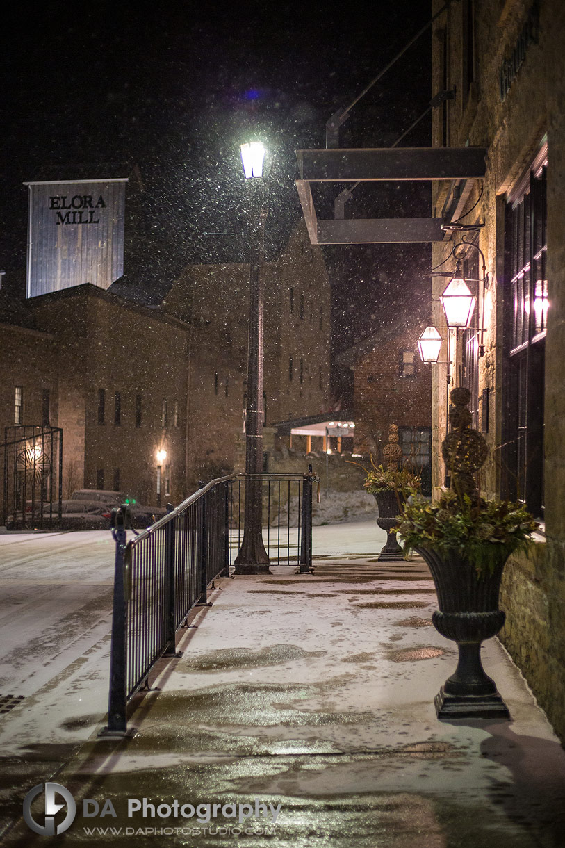 Wedding Photographs at Elora Mill in Winter