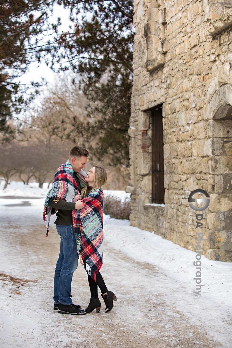 Goldie Mill Ruins Winter Engagement Photo