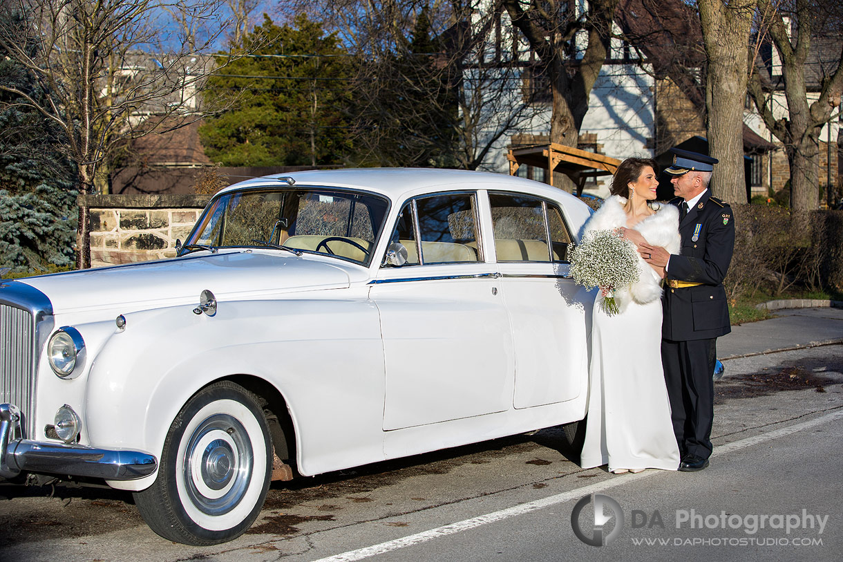 Bride and Groom in Toronto with old vintage car