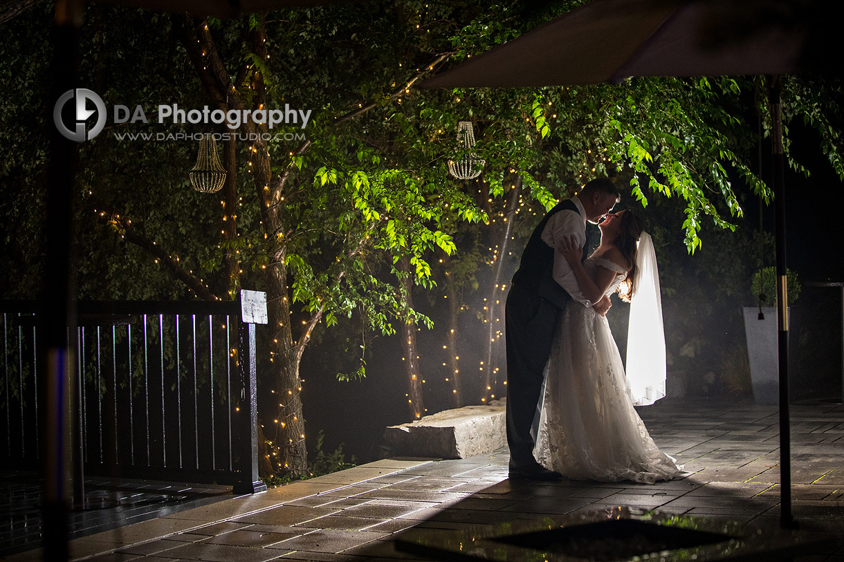 Nighttime photo of a wedding couple at Elle by Stella