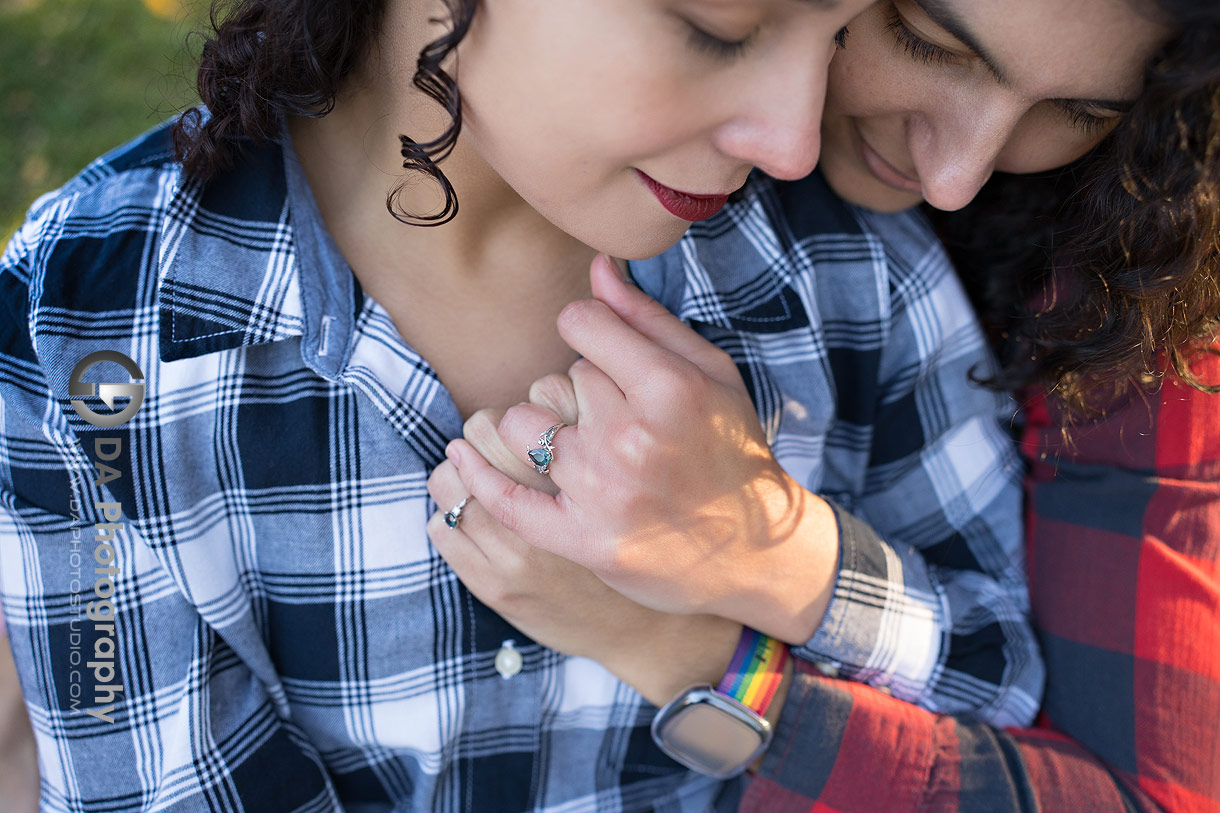 Intimate engagement photo in Scarborough of same sex couple