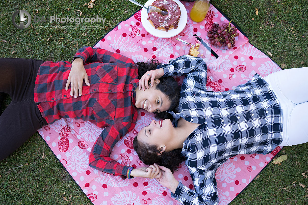 Guild Inn Estate Engagement pictures of same sex couple during picnic