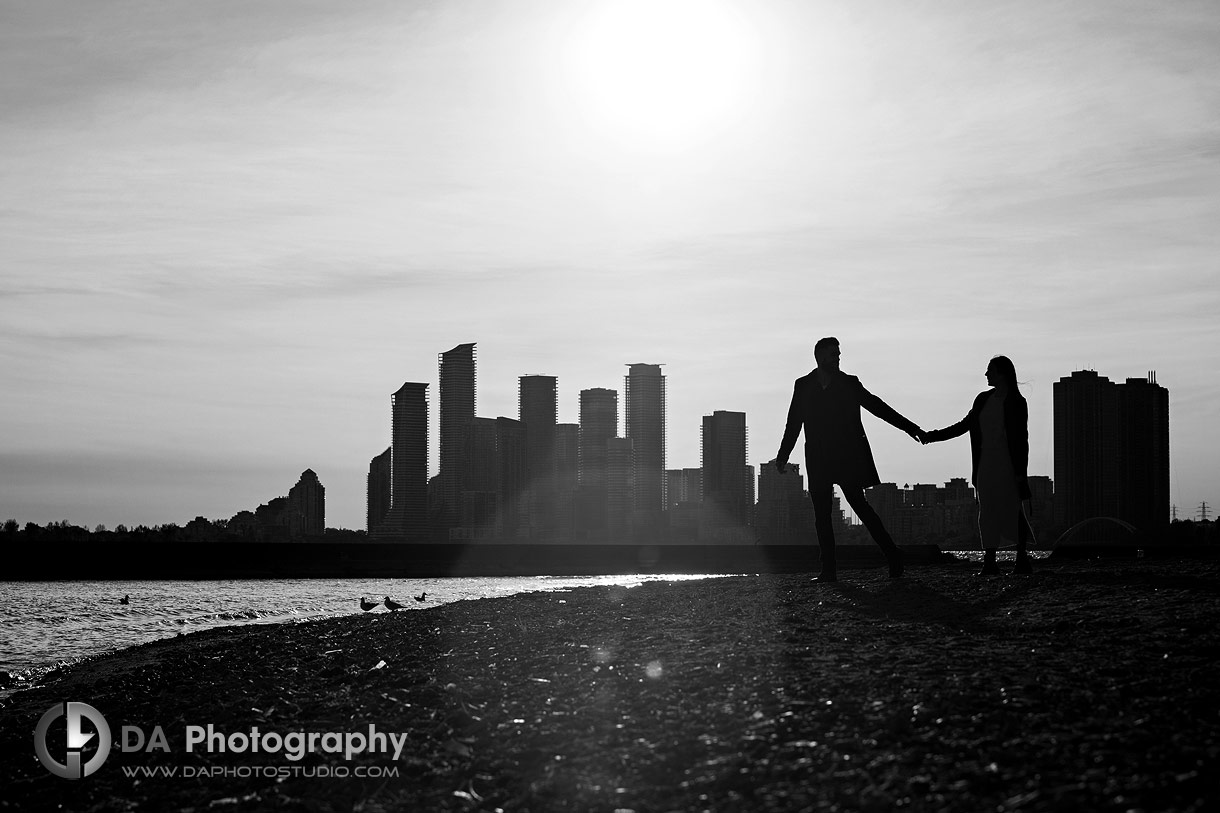 Silhouette photo of engagement couple at the beach