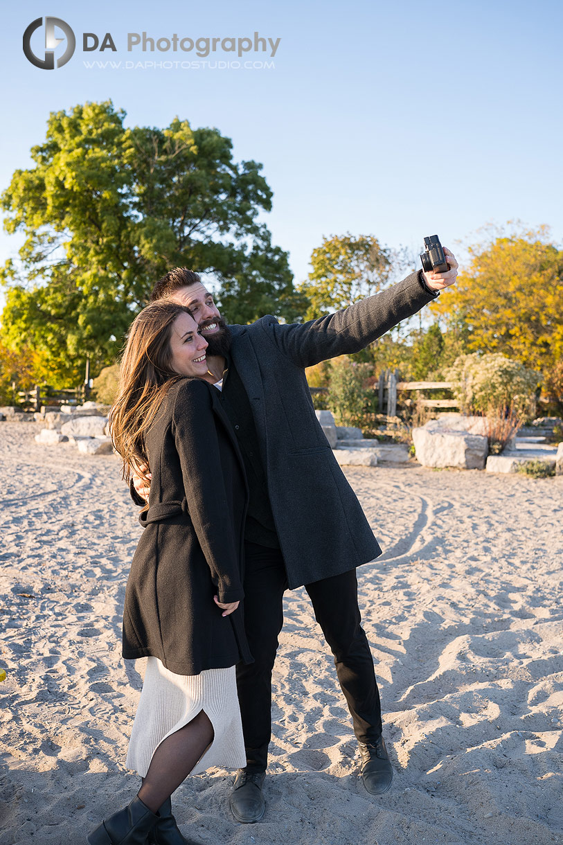 Engaged couple takes selfies in Toronto