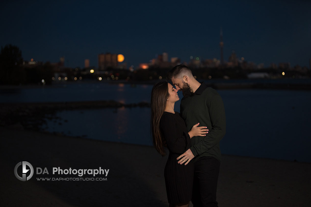 Full Moon Engagement Photo in Toronto