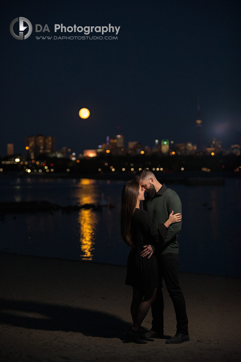 Toronto engagement photography with full moon